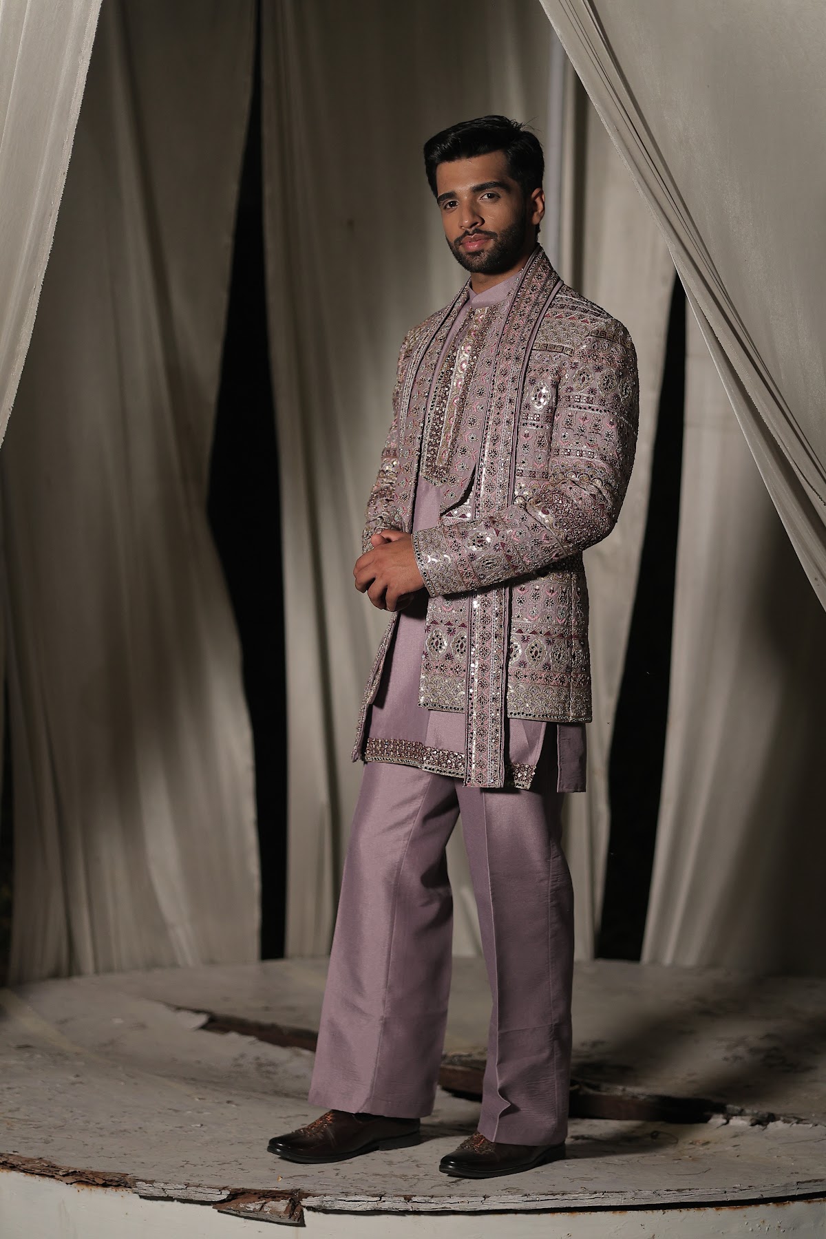 Mauve Embroidered Ensemble
