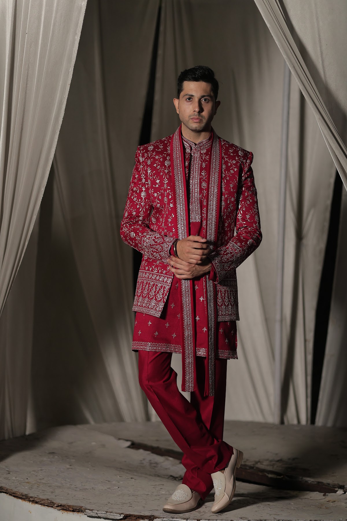 Crimson Wedding Look